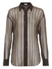 Brunello Cucinelli Crispy silk shirt with dazzling chalk stripe embroidery