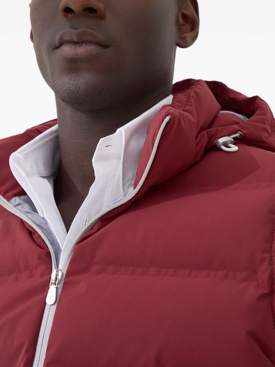 Brunello Cucinelli Bonded taffeta down vest with heat-bonded seams and detachable hood