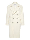 Brunello Cucinelli One-and-a-half-breasted coat in wide cashmere corduroy with patch pockets and metal buttons