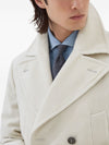 Brunello Cucinelli One-and-a-half-breasted coat in wide cashmere corduroy with patch pockets and metal buttons
