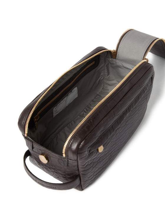 Brunello Cucinelli Textured grain leather beauty case with double zip