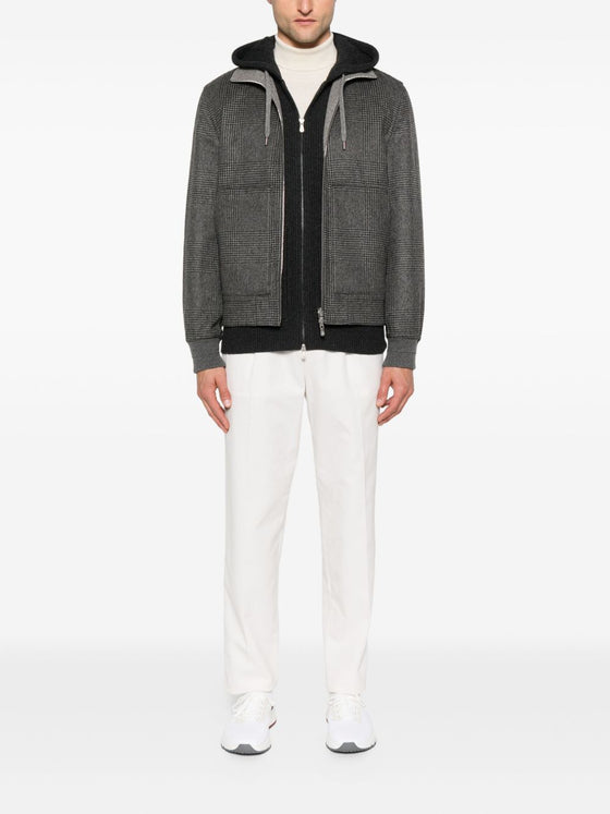 Brunello Cucinelli Check-pattern zip-up bomber jacket