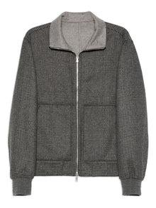  Brunello Cucinelli Check-pattern zip-up bomber jacket