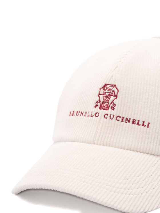 Brunello Cucinelli Baseball hat in comfortable cotton and cashmere corduroy with embroidered logo