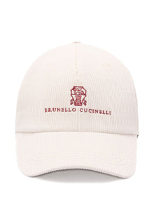  Brunello Cucinelli Baseball hat in comfortable cotton and cashmere corduroy with embroidered logo