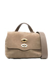 Zanellato Baby Postina messenger bag in nubuck leather brown brandy