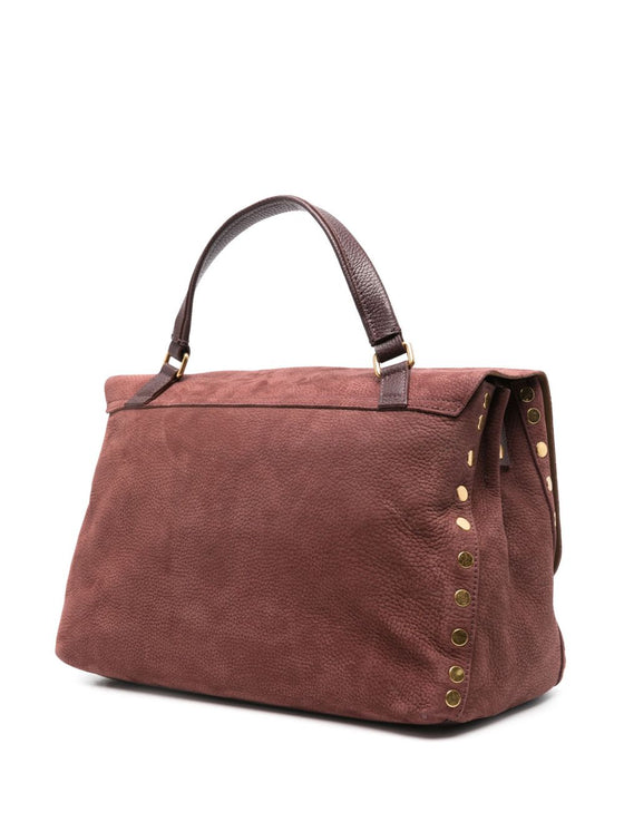 Zanellato Postina Jones Medium handbag in vinaccio suede leather