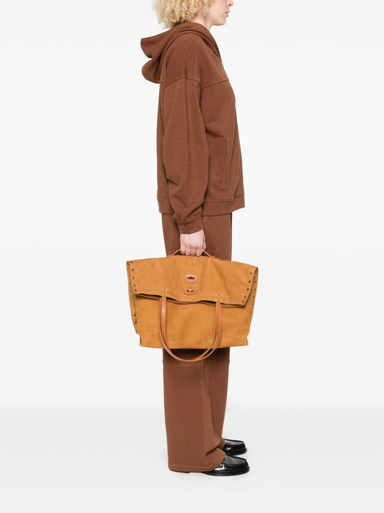 Zanellato studded foldover tote bag