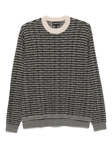  Emporio Armani Virgin wool sweater with jacquard logo and all-over signature