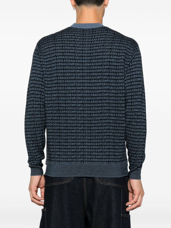 Emporio Armani Wool sweater with printed logo