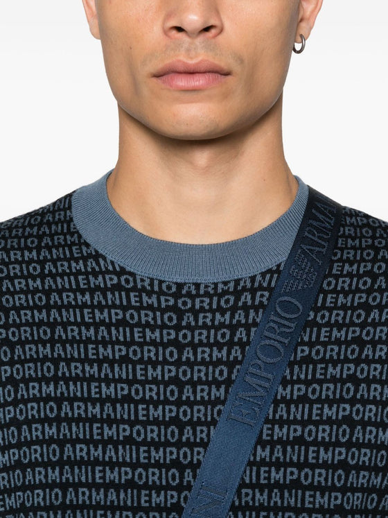 Emporio Armani Wool sweater with printed logo
