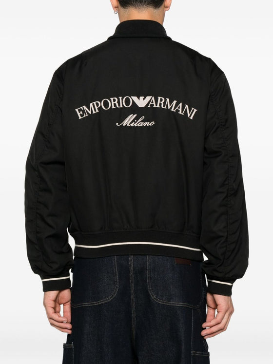 Emporio Armani Logo-embroidered bomber jacket