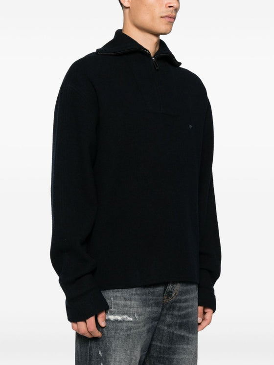 Emporio Armani Half-zip wool sweater
