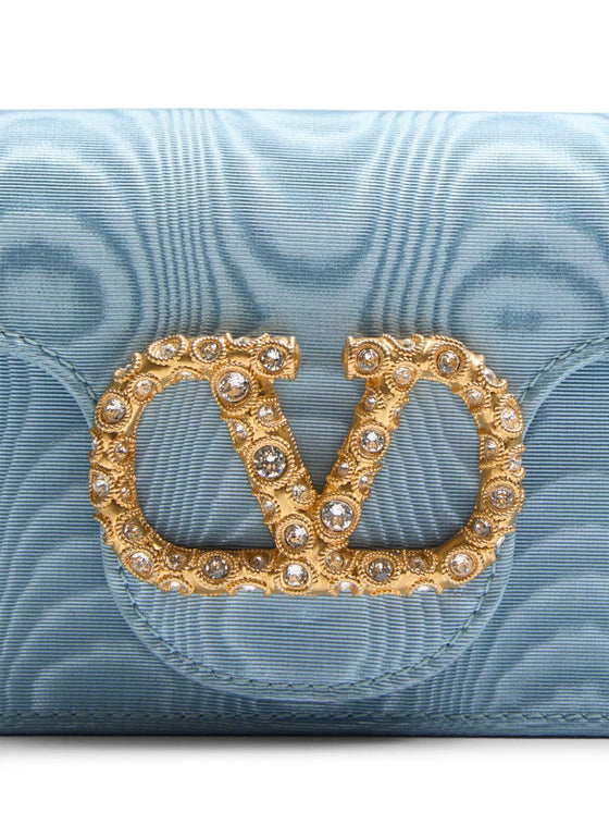 Valentino Garavani Locò Moiré Fabric Clutch with Jewel Logo