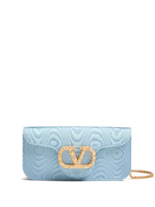  Valentino Garavani Locò Moiré Fabric Clutch with Jewel Logo