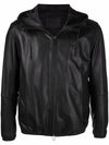 Emporio Armani Lambskin hooded jacket drawstring
