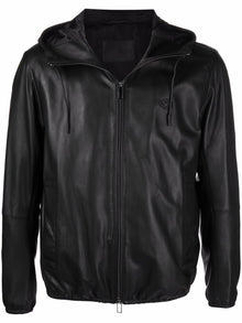  Emporio Armani Lambskin hooded jacket drawstring