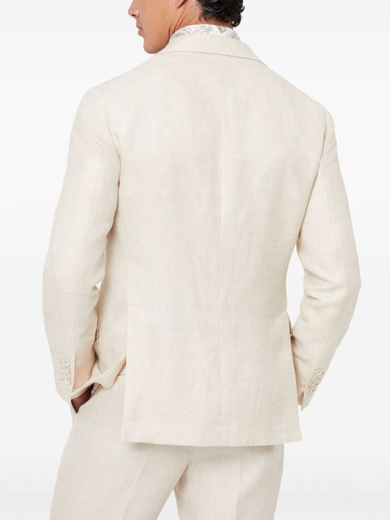 Brunello Cucinelli Linen, wool and silk diagonal deconstructed Cavallo blazer