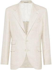  Brunello Cucinelli Linen, wool and silk diagonal deconstructed Cavallo blazer