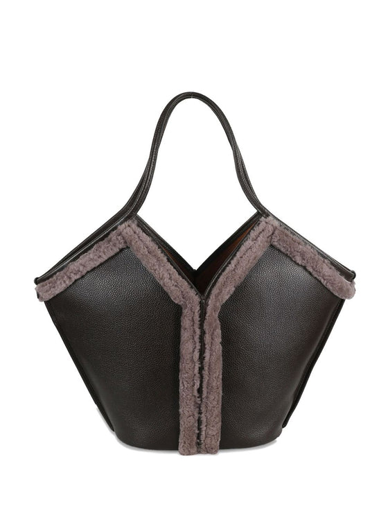 Hereu Shearling-trimmed tote bag