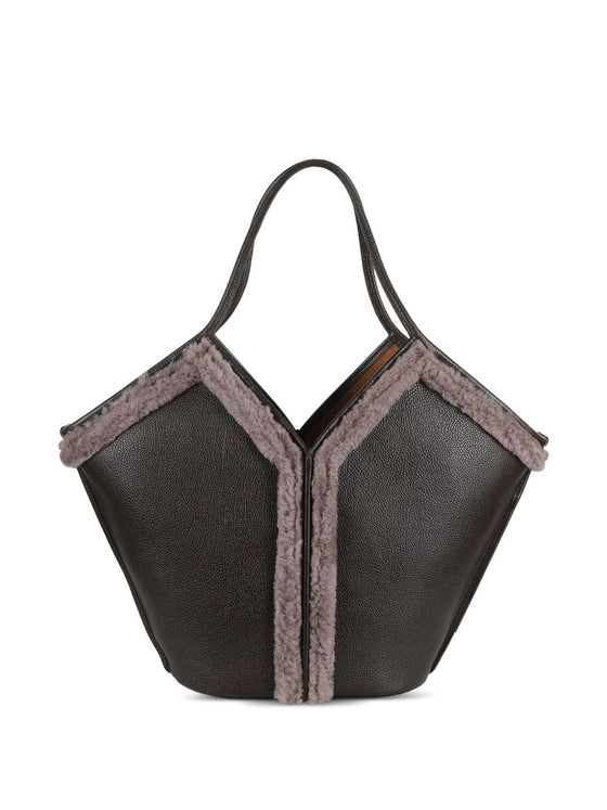 Hereu Shearling-trimmed tote bag