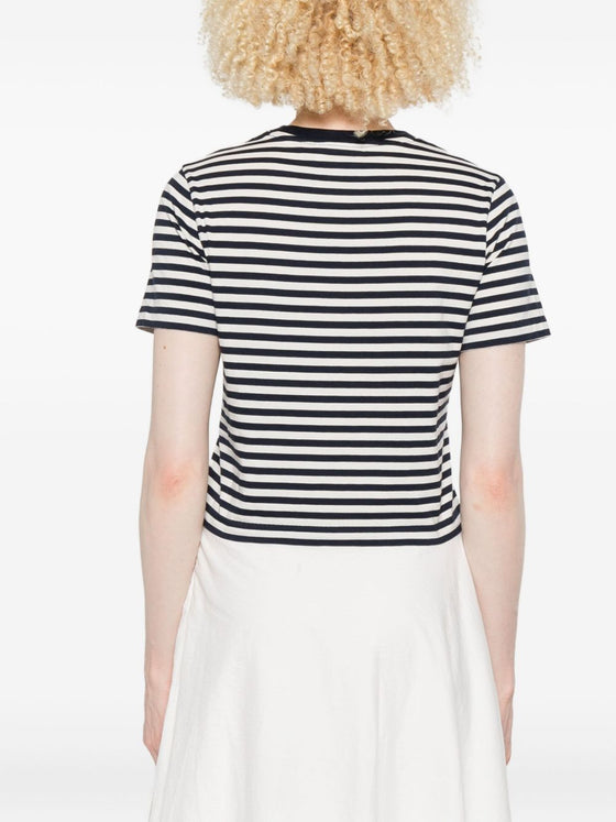 Maison Kitsuné Baby fox-embroidered striped cropped top