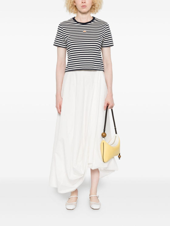 Maison Kitsuné Baby fox-embroidered striped cropped top