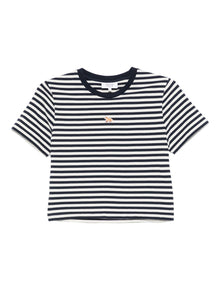  Maison Kitsuné Baby fox-embroidered striped cropped top