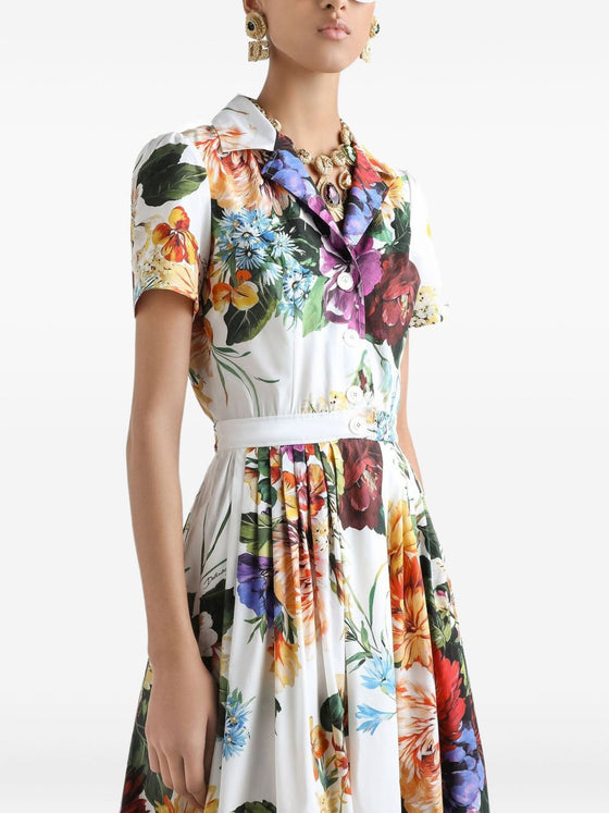 Dolce & Gabbana Poplin dress with flower bouquet print