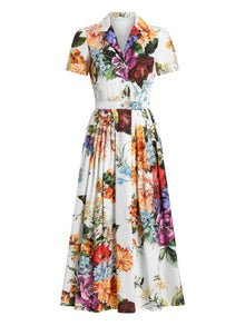  Dolce & Gabbana Poplin dress with flower bouquet print