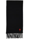 Ami Paris Ami de Coeur fringed-edge wool scarf