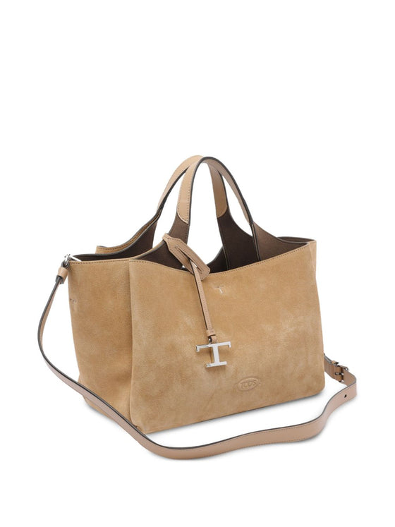 Tod's Logo-charm suede tote bag