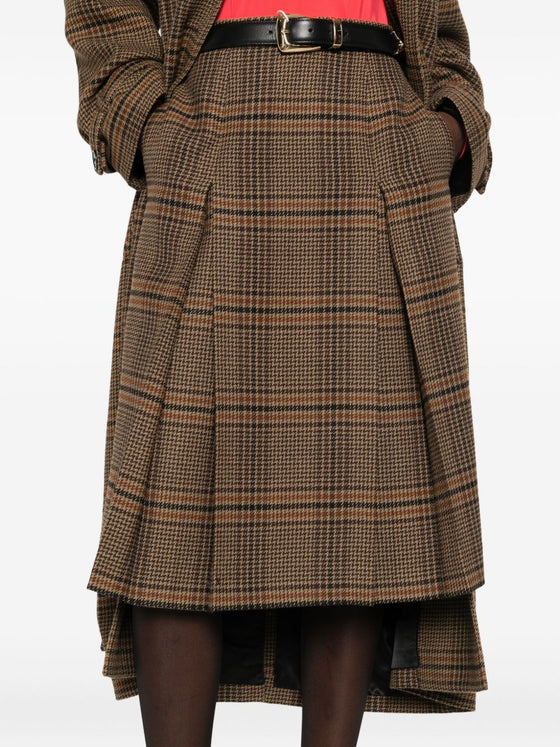 Saint Laurent Prince of Wales wool and cashmere midi skirt