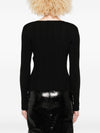 Self-Portrait Lace-trimmed ribbed top