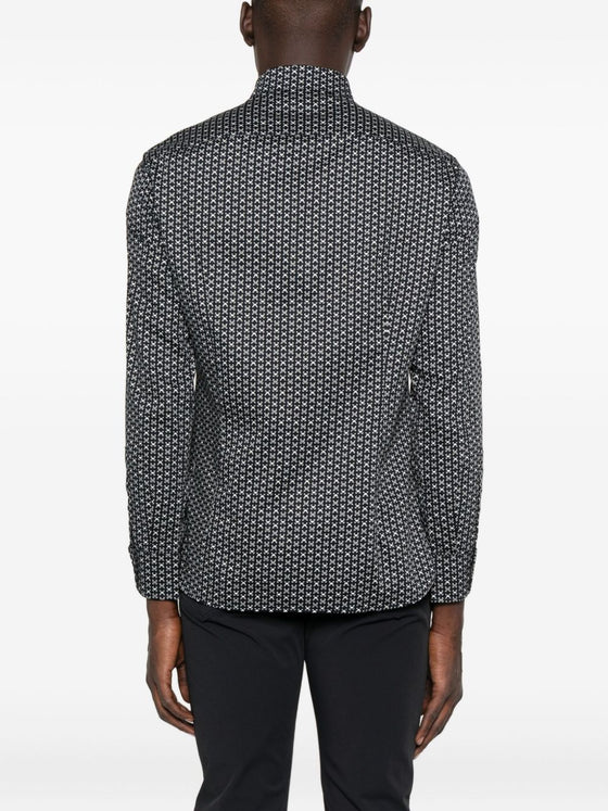 Emporio Armani Stretch cotton shirt with printed pattern