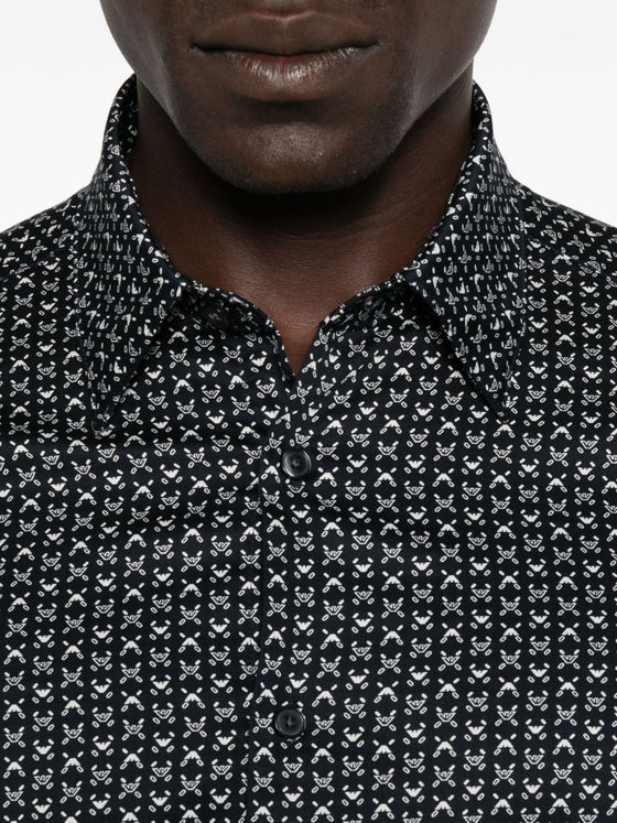 Emporio Armani Stretch cotton shirt with printed pattern