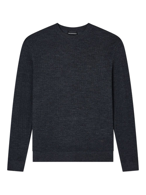 Emporio Armani Virgin wool sweater with raised jacquard pattern