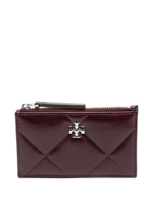  Tory Burch Kira Zipped Card Holder With Diamond Quilting And Worn-look