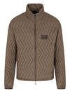 Emporio Armani Full-zip down jacket in chevron matelassé ripstop nylon