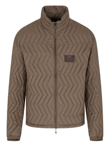  Emporio Armani Full-zip down jacket in chevron matelassé ripstop nylon
