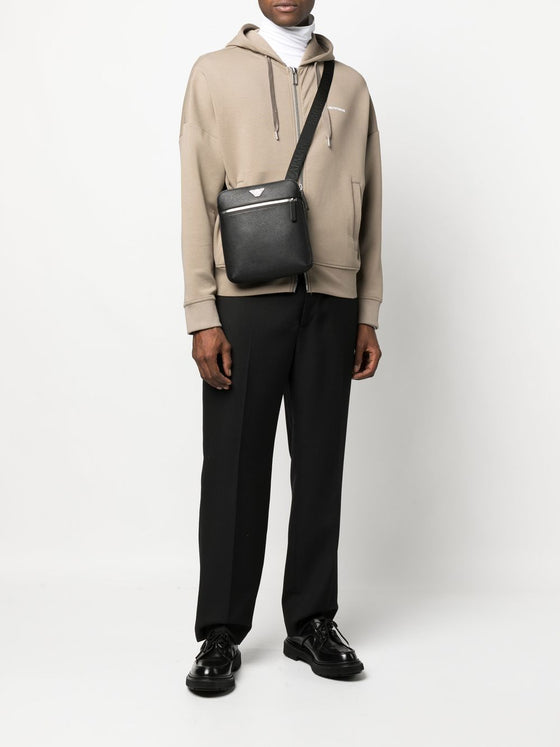 Emporio Armani Flat shoulder bag in regenerated saffiano leather with ASV eagle plaque