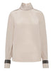 Brunello Cucinelli High-neck T-shirt in silk crêpe de Chine with Precious Bracelets