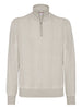 Brunello Cucinelli Herringbone twill zip-neck sweater