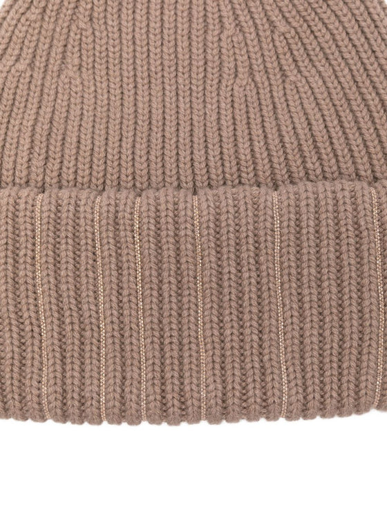 Fabiana Filippi Ribbed metallic-thread beanie hat