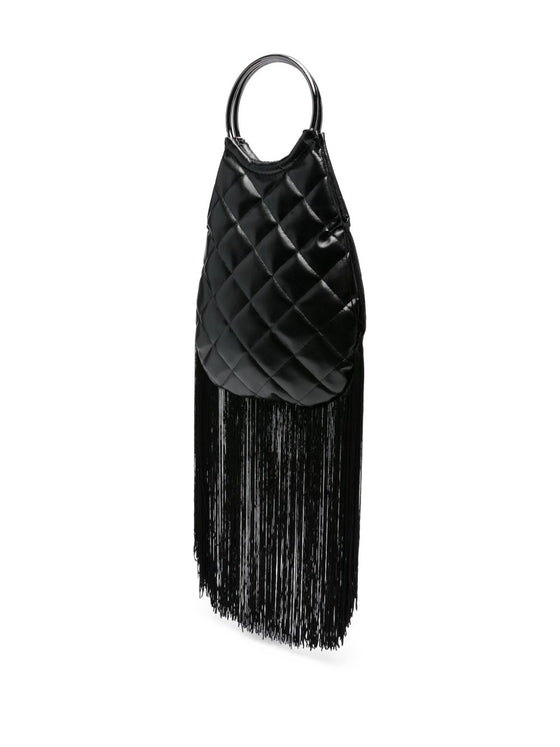 La Milanesa Quilted fringed-bottom clutch