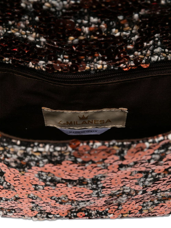La Milanesa Sequin-embellished buckle shoulder bag