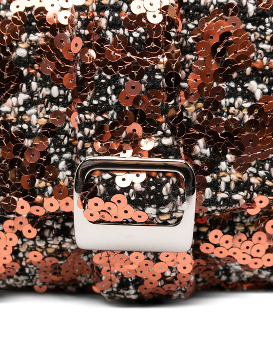 La Milanesa Sequin-embellished buckle shoulder bag