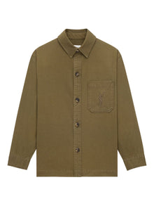  Saint Laurent Cassandre overshirt in cotton and linen gabardine