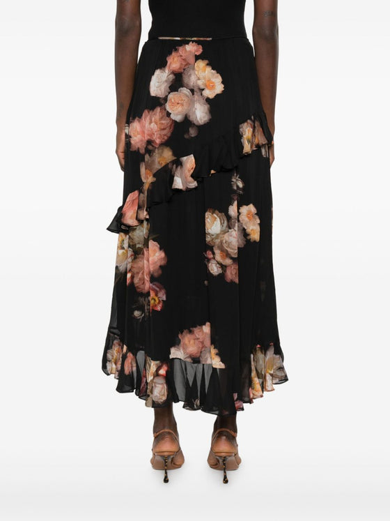 Zimmermann Floral-print ruffled skirt