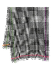  Faliero Sarti Plaid-pattern frayed-edge scarf